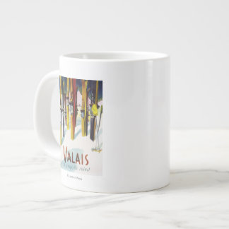 The Land of Sunshine - Skis Standing in Snow Large Coffee Mug