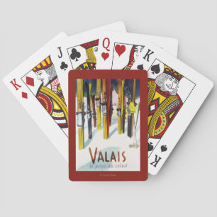 The Land of Sunshine - Skis Standing in Snow Playing Cards