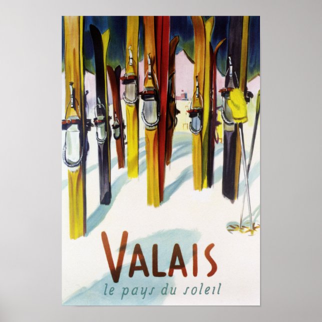 The Land of Sunshine - Skis Standing in Snow Poster (Front)