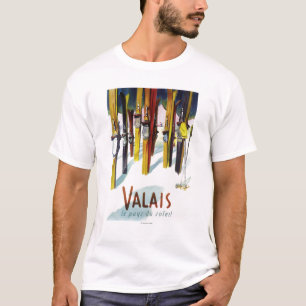 The Land of Sunshine - Skis Standing in Snow T-Shirt