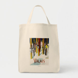 The Land of Sunshine - Skis Standing in Snow Tote Bag