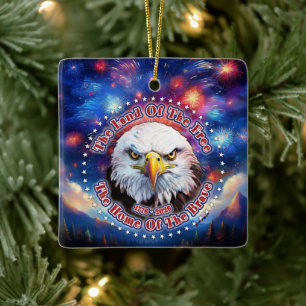 The Land Of The Free Home Brown Eagle Fireworks M Ceramic Ornament