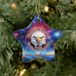 The Land Of The Free Home Brown Eagle Fireworks M Ceramic Tree Decoration