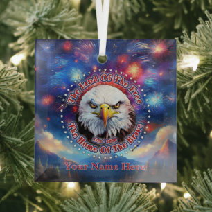 The Land Of The Free Home Brown Eagle Fireworks M Glass Tree Decoration
