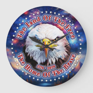 The Land Of The Free Home Brown Eagle Fireworks M Large Clock