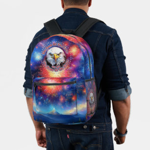 The Land Of The Free Home Brown Eagle Fireworks M Printed Backpack