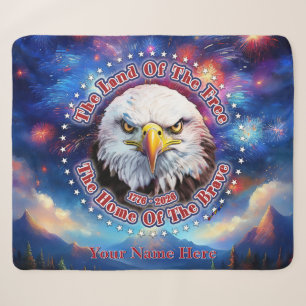 The Land Of The Free Home Brown Eagle Fireworks M Sherpa Blanket