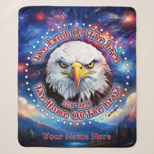 The Land Of The Free Home Brown Eagle Fireworks M Sherpa Blanket