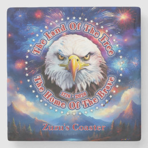 The Land Of The Free Home Brown Eagle Fireworks M Stone Coaster