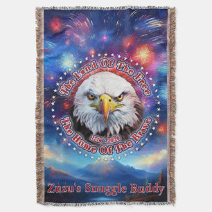 The Land Of The Free Home Brown Eagle Fireworks M Throw Blanket
