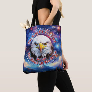 The Land Of The Free Home Brown Eagle Fireworks M Tote Bag