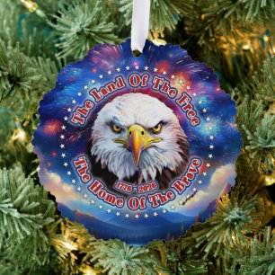 The Land Of The Free Home Brown Eagle Fireworks M Tree Decoration Card