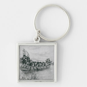 The Landing of Cadillac Key Ring