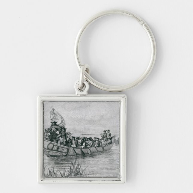 The Landing of Cadillac Key Ring (Front)