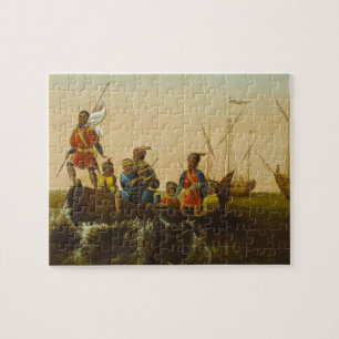The Landing of Columbus, c.1837 (oil on canvas) Jigsaw Puzzle