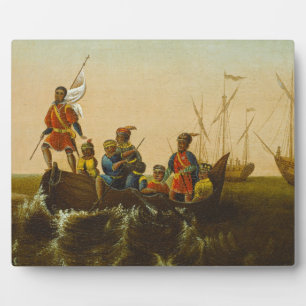 The Landing of Columbus, c.1837 (oil on canvas) Plaque