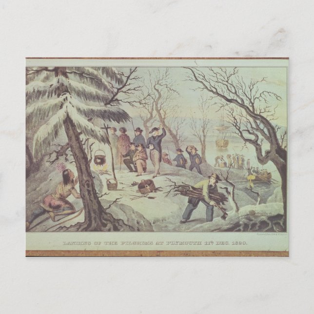 The Landing of the Pilgrims at Plymouth Postcard (Front)