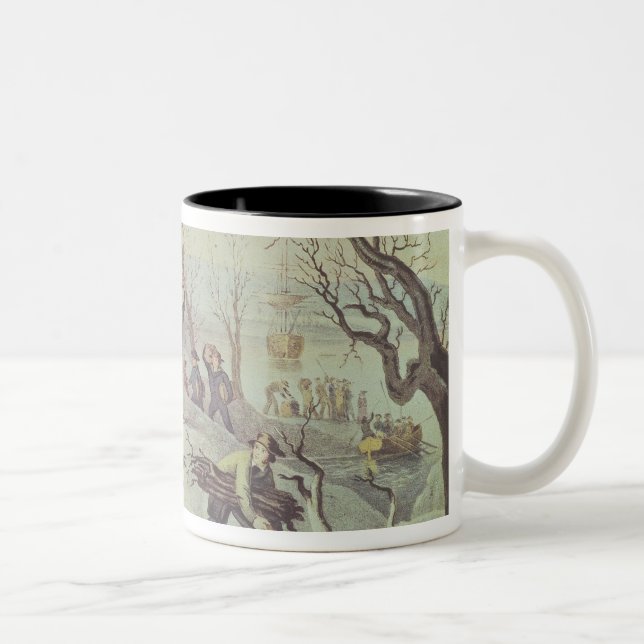 The Landing of the Pilgrims at Plymouth Two-Tone Coffee Mug (Right)