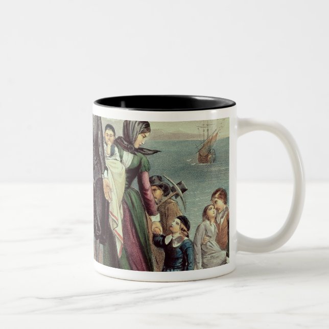 The Landing of the Pilgrims at Plymouth Two-Tone Coffee Mug (Right)