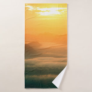 The landscape photo, beautiful sea fog in morning bath towel