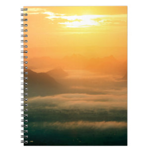 The landscape photo, beautiful sea fog in morning notebook