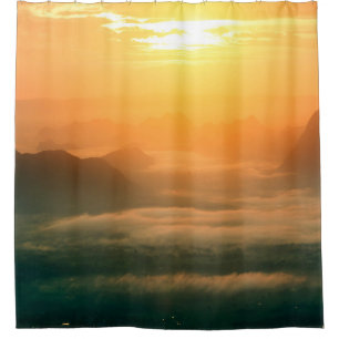 The landscape photo, beautiful sea fog in morning shower curtain