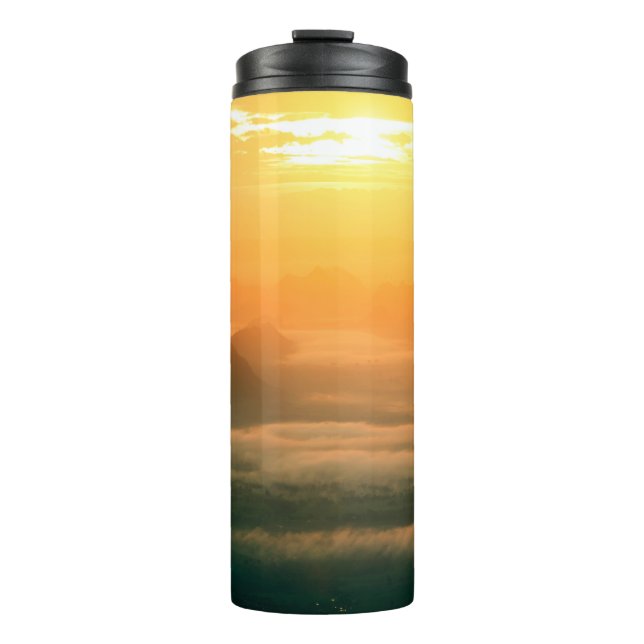 The landscape photo,  beautiful sea fog in morning thermal tumbler (Front)