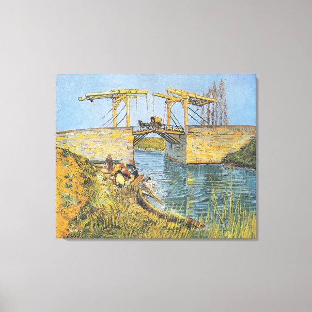 The Langlois Bridge at Arles with Women Washing Canvas Print (Front)