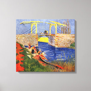 The Langlois Bridge at Arles with Women Washing Canvas Print
