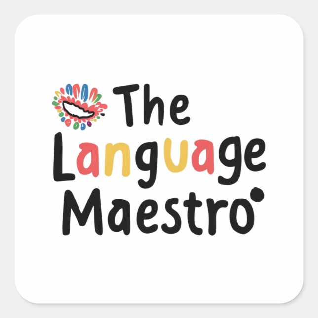 The Language Maestro Square Sticker (Front)