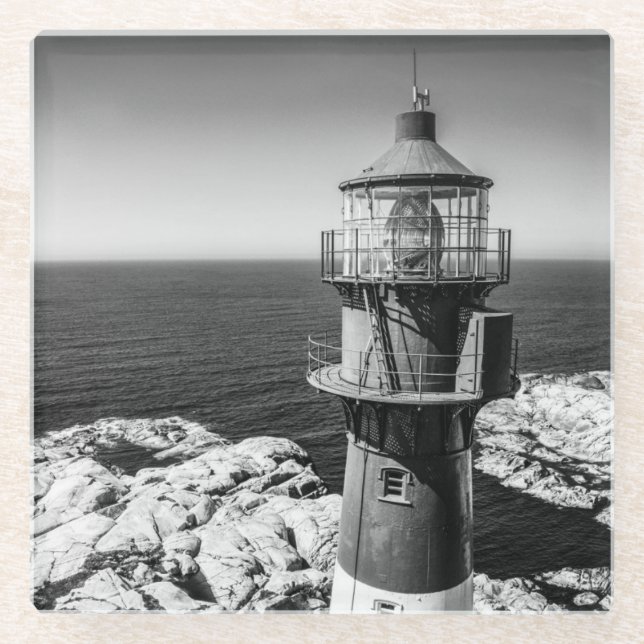 The Lantern Room of a Lighthouse | Bømlo Norway Glass Coaster (Front)