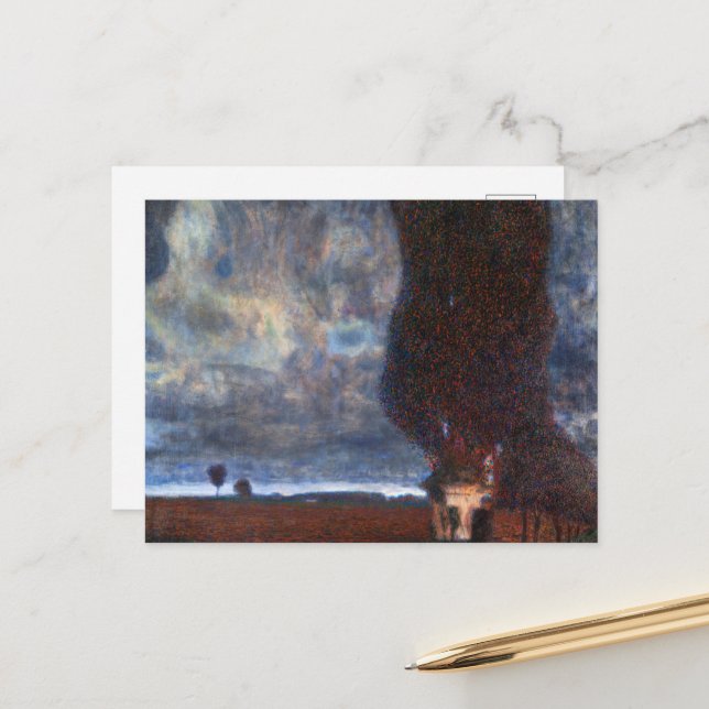 The Large Poplar II, Gathering Storm by Klimt Holiday Postcard (Front/Back In Situ)