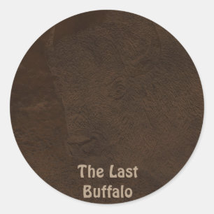 The Last Buffalo - Bison-Lover Leather-look Art Classic Round Sticker