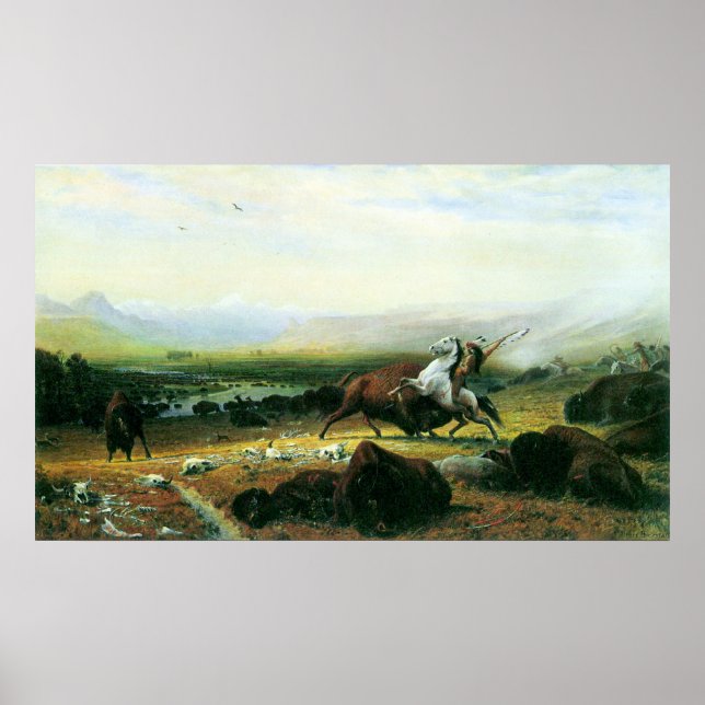 The last Buffalo by Bierstadt Poster (Front)