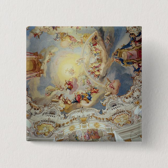 The Last Judgement, ceiling painting 15 Cm Square Badge (Front)