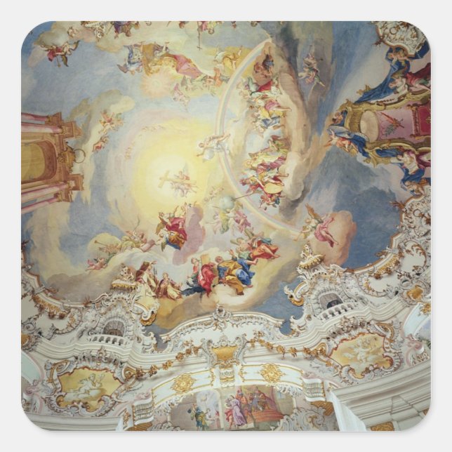 The Last Judgement, ceiling painting Square Sticker (Front)