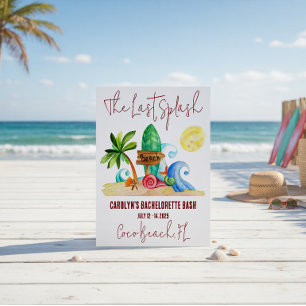 The Last Splash, Beach, Surfing Bachelorette Party Invitation