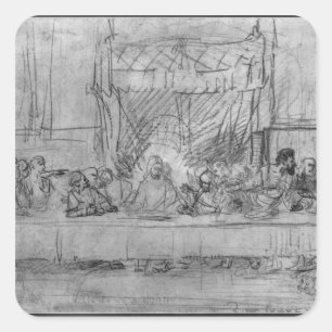 The Last Supper, after fresco by Leonardo da Square Sticker