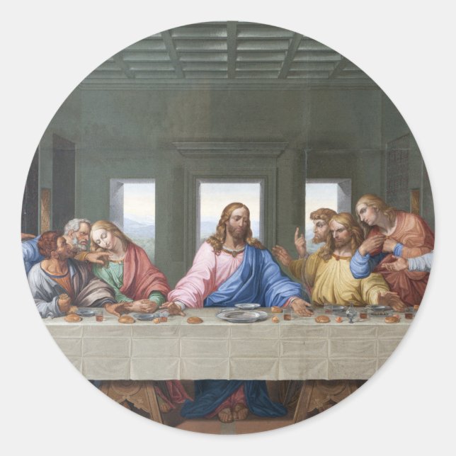 The Last Supper by Leonardo da Vinci Classic Round Sticker (Front)