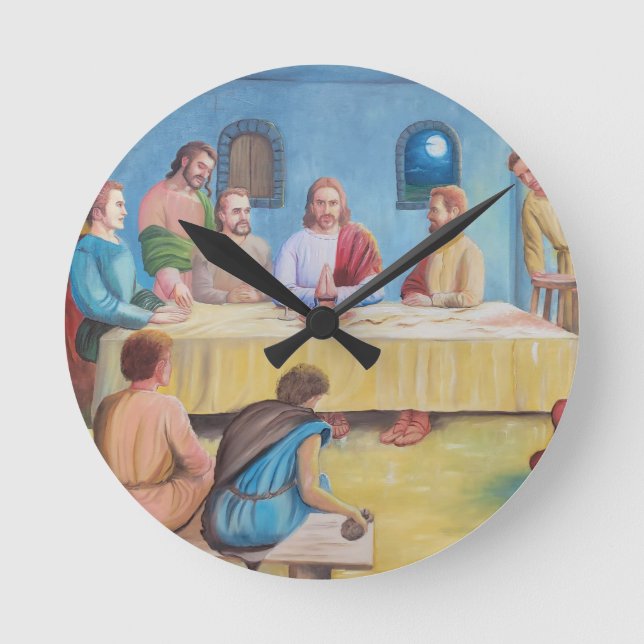 The Last Supper: Jesus and the Disciples Round Clock (Front)