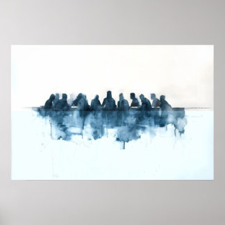 The Last Supper Minimalist Watercolor Bible Scene Poster