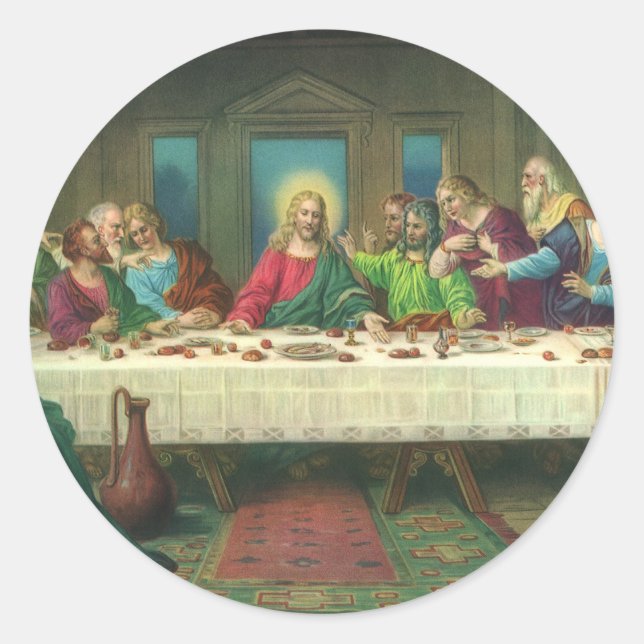 The Last Supper Originally by Leonardo da Vinci Classic Round Sticker (Front)