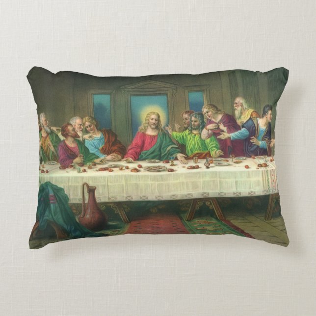 The Last Supper Originally by Leonardo da Vinci Decorative Cushion (Front)