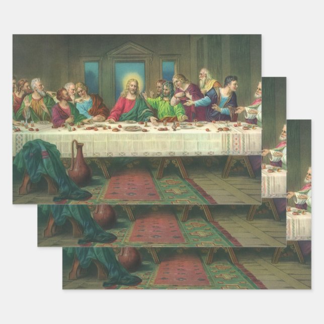 The Last Supper Originally by Leonardo da Vinci Wrapping Paper Sheet (Set)