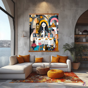 The Last Supper Reimagined: Abstract Artistic  Hanging Tapestry