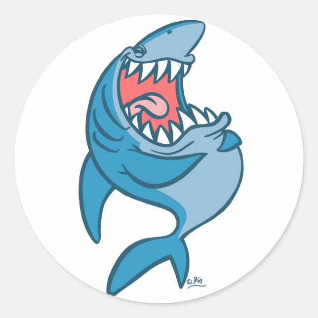 The Laughing Shark cartoon sticker (Front)