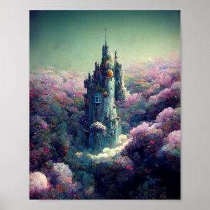 The Lavender Castle Fantasy Sci-Fi Art Poster