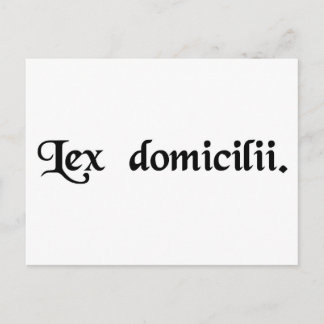 The law of a person's home country. postcard