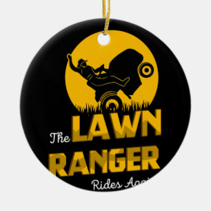 The Lawn Ranger Rides Again - Lawn Tractor Mowing Ceramic Tree Decoration