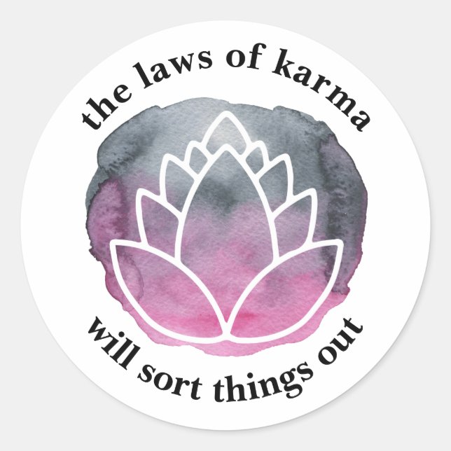 The Laws of Karma White Lotus Inspirational Classic Round Sticker (Front)